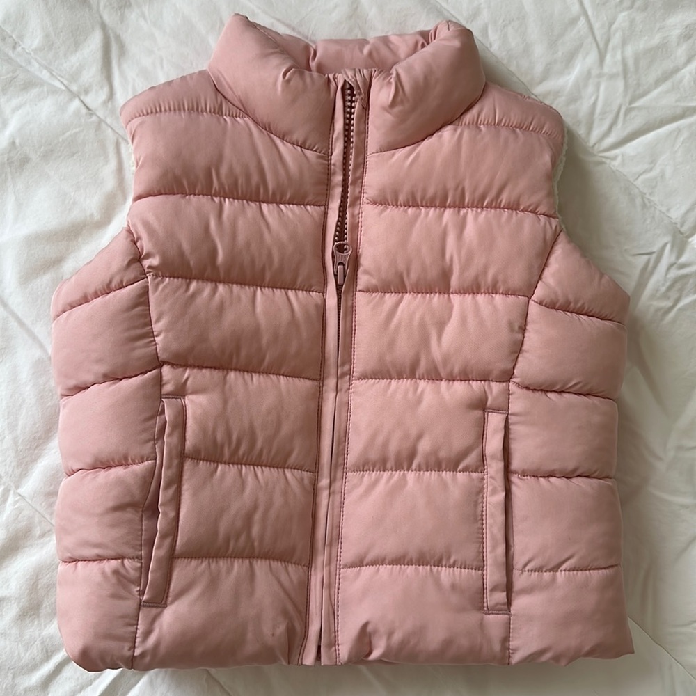 Pink fleece lined puffer vest